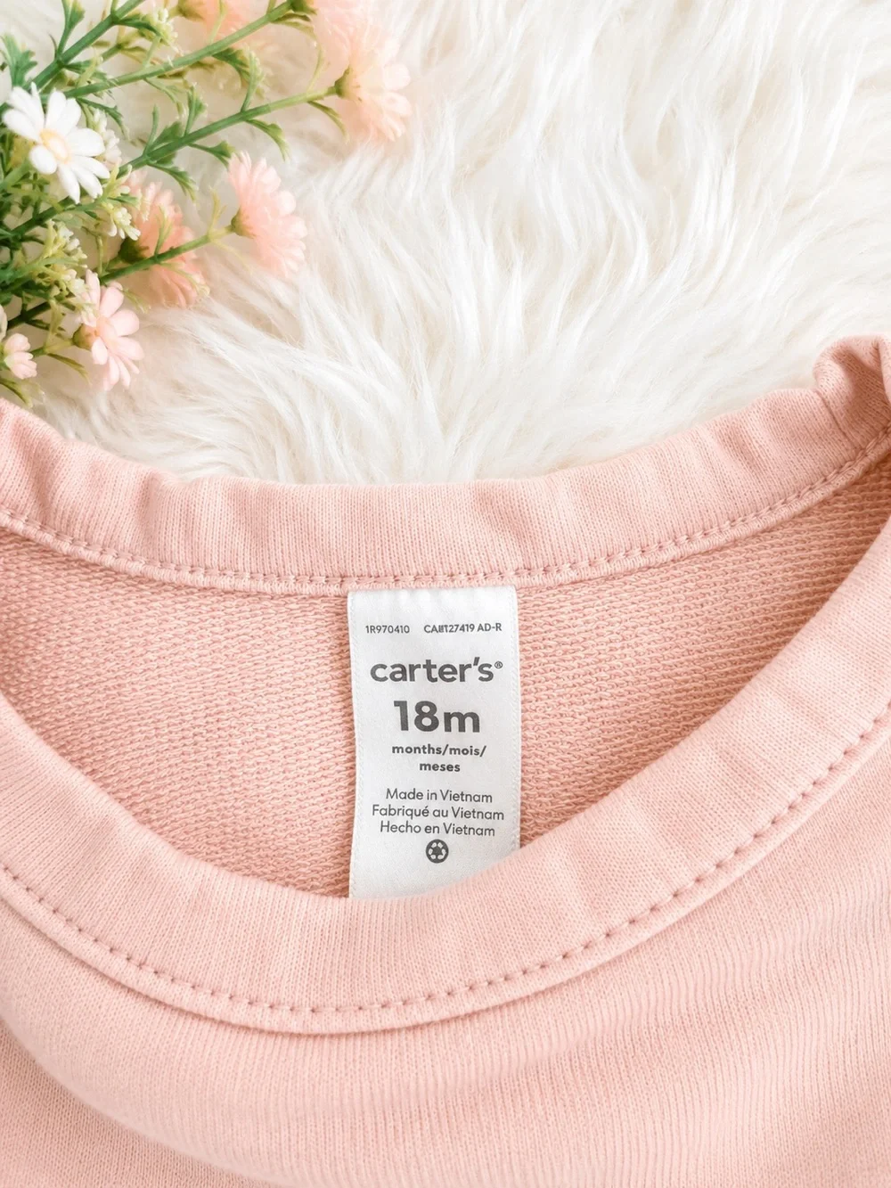 Carter’s 2-Piece Blush Pink Ruffle Top & Floral Leggings Set 18M